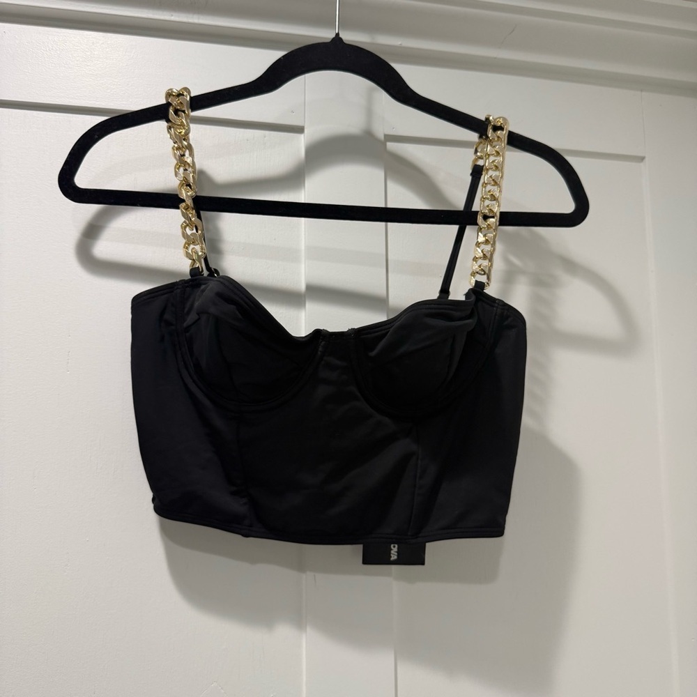 Fashion Nova Black Bikini Top with‎ Gold Accents
